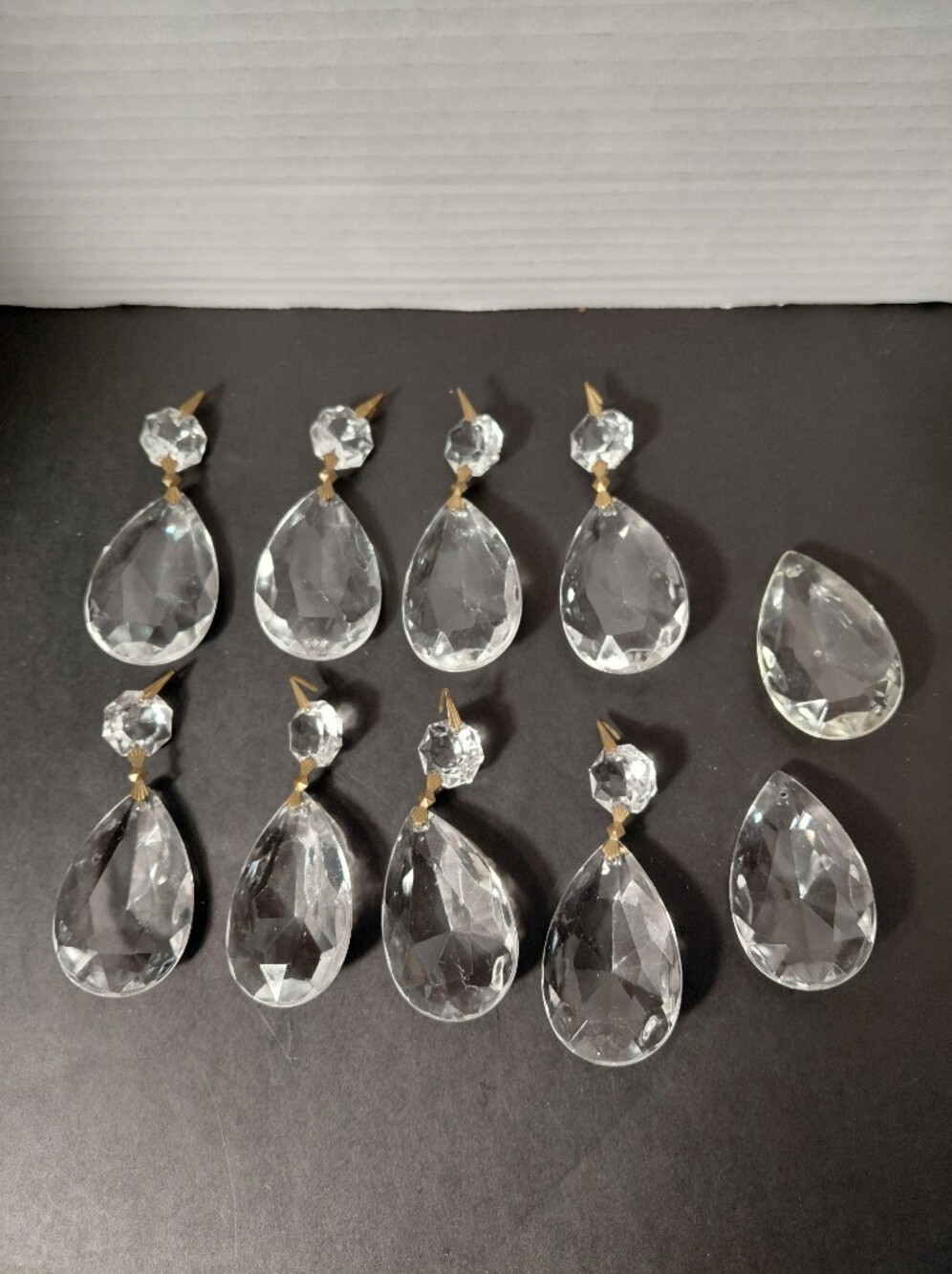8 Crystal Clear Chandelier Teardrop Prisms With Small Octogans Prisms Attached